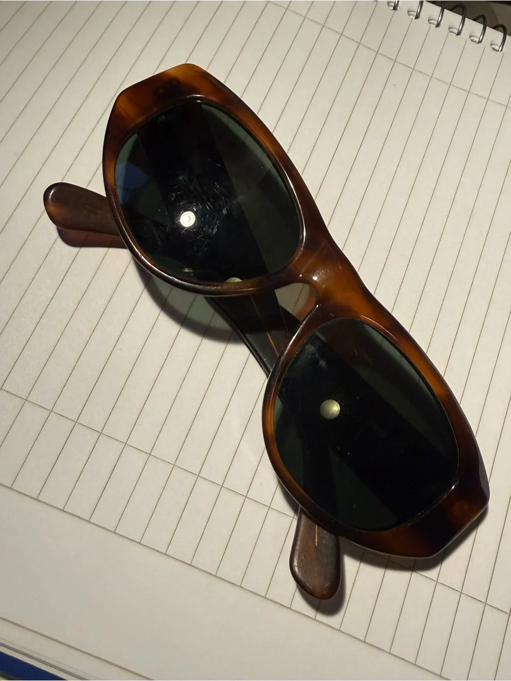 Ray-Ban Brown Tortoise Rectangle Sunglasses with Dark Lenses